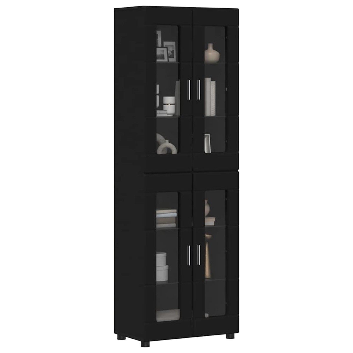 vidaXL Highboard FLORIN 60 x 35 x 182 εκ. Μαύρο Επεξεργασμένο Ξύλο