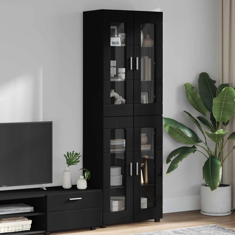 vidaXL Highboard FLORIN 60 x 35 x 182 εκ. Μαύρο Επεξεργασμένο Ξύλο