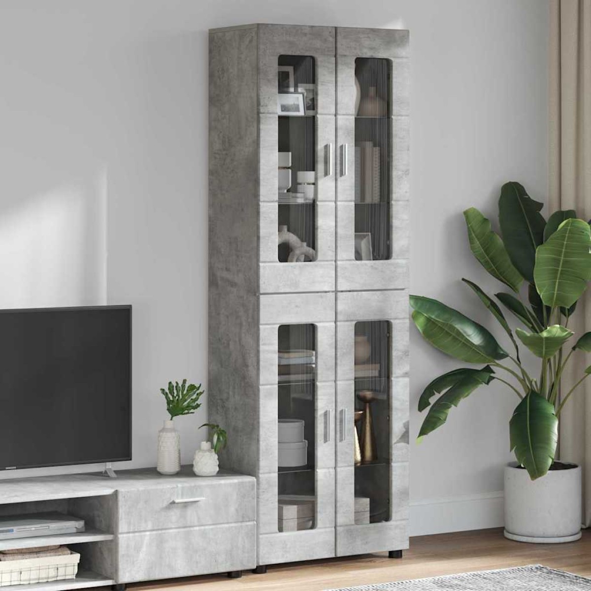 vidaXL Highboard FLORIN 60 x 35 x 182 εκ. Σκυρόδεμα Γκρι