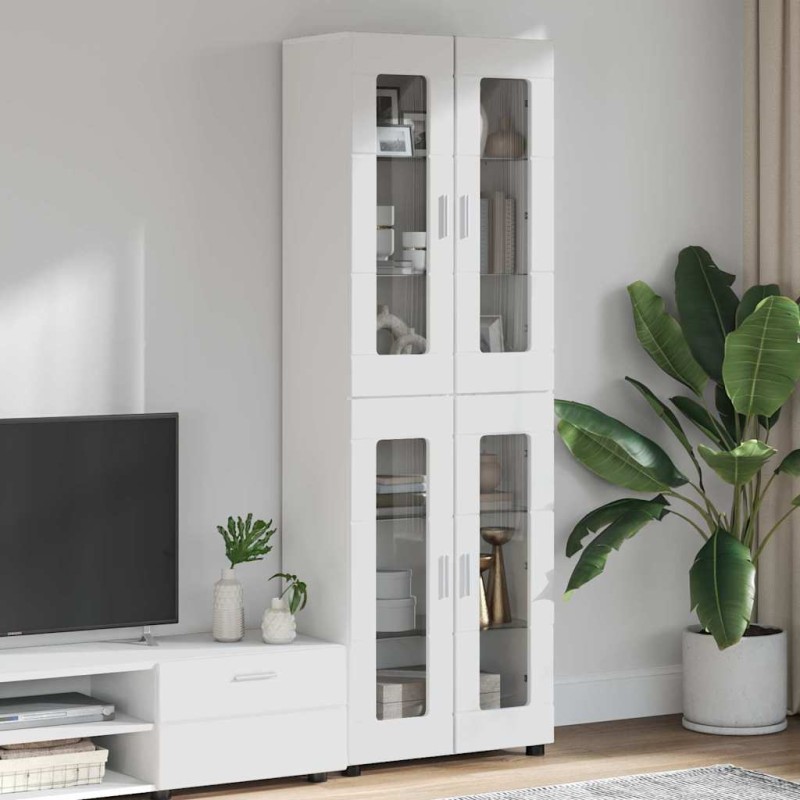 vidaXL Highboard FLORIN 60 x 35 x 182 εκ. Υψηλής γυαλάδας λευκό