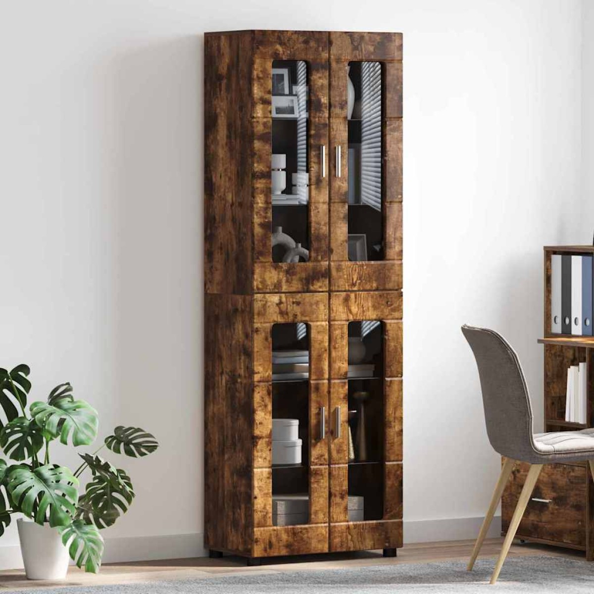 vidaXL Highboard FLORIN 60 x 35 x 182 εκ. Καπνιστό Δρύς