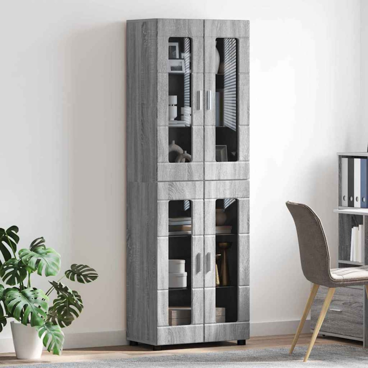 vidaXL Highboard FLORIN 60 x 35 x 182 εκ. Γκρίζο Σονομα