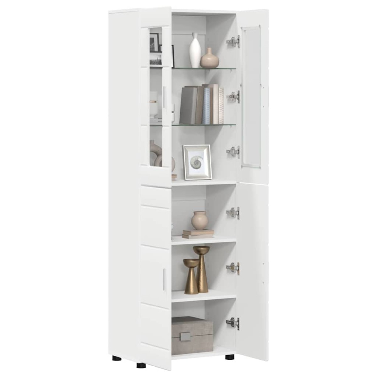 vidaXL Highboard FLORIN 60 x 35 x 182 εκ. Λευκό Επεξεργασμένο Ξύλο