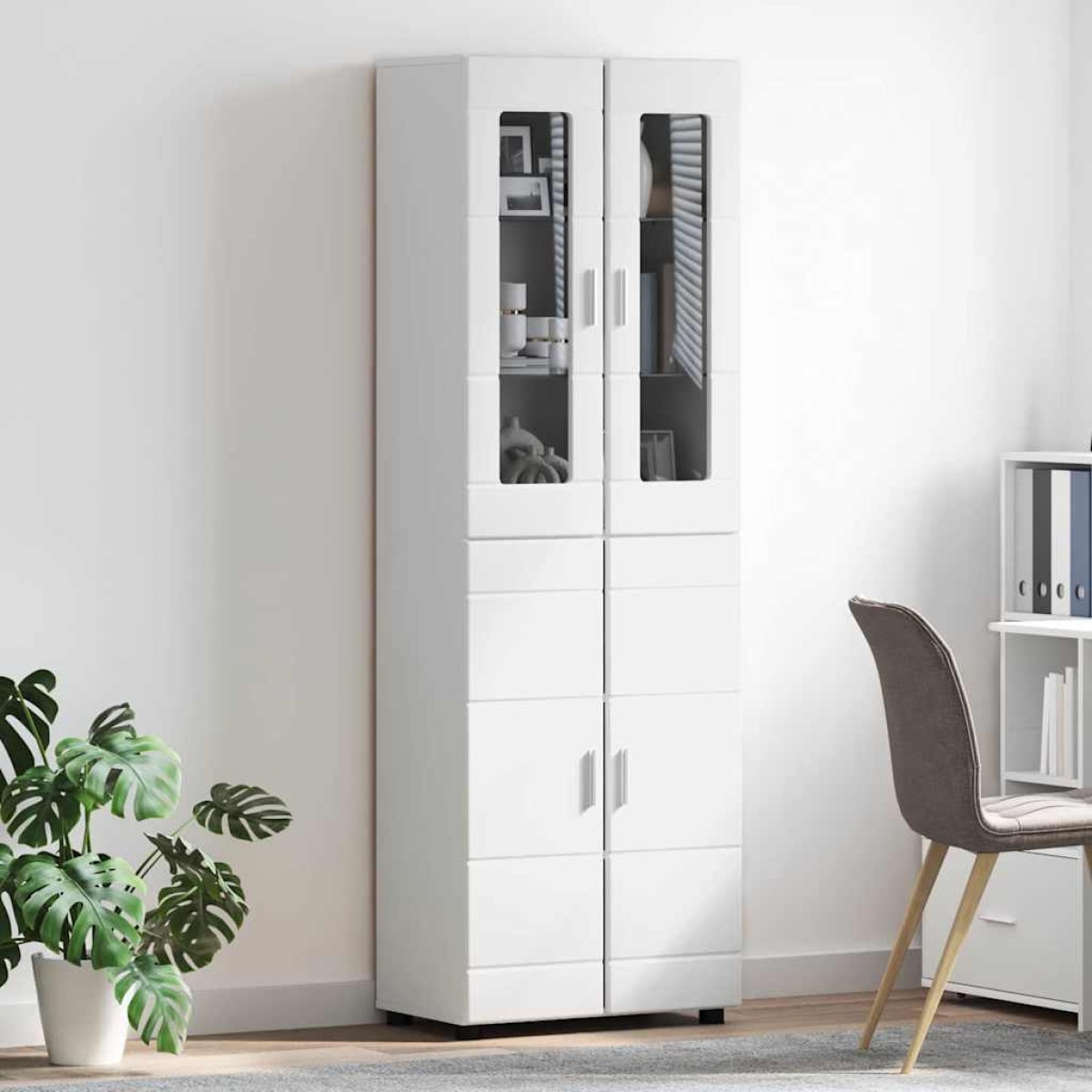 vidaXL Highboard FLORIN 60 x 35 x 182 εκ. Λευκό Επεξεργασμένο Ξύλο