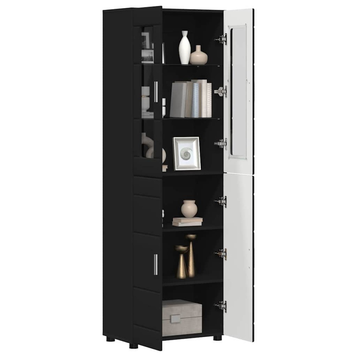 vidaXL Highboard FLORIN 60 x 35 x 182 εκ. Μαύρο Επεξεργασμένο Ξύλο