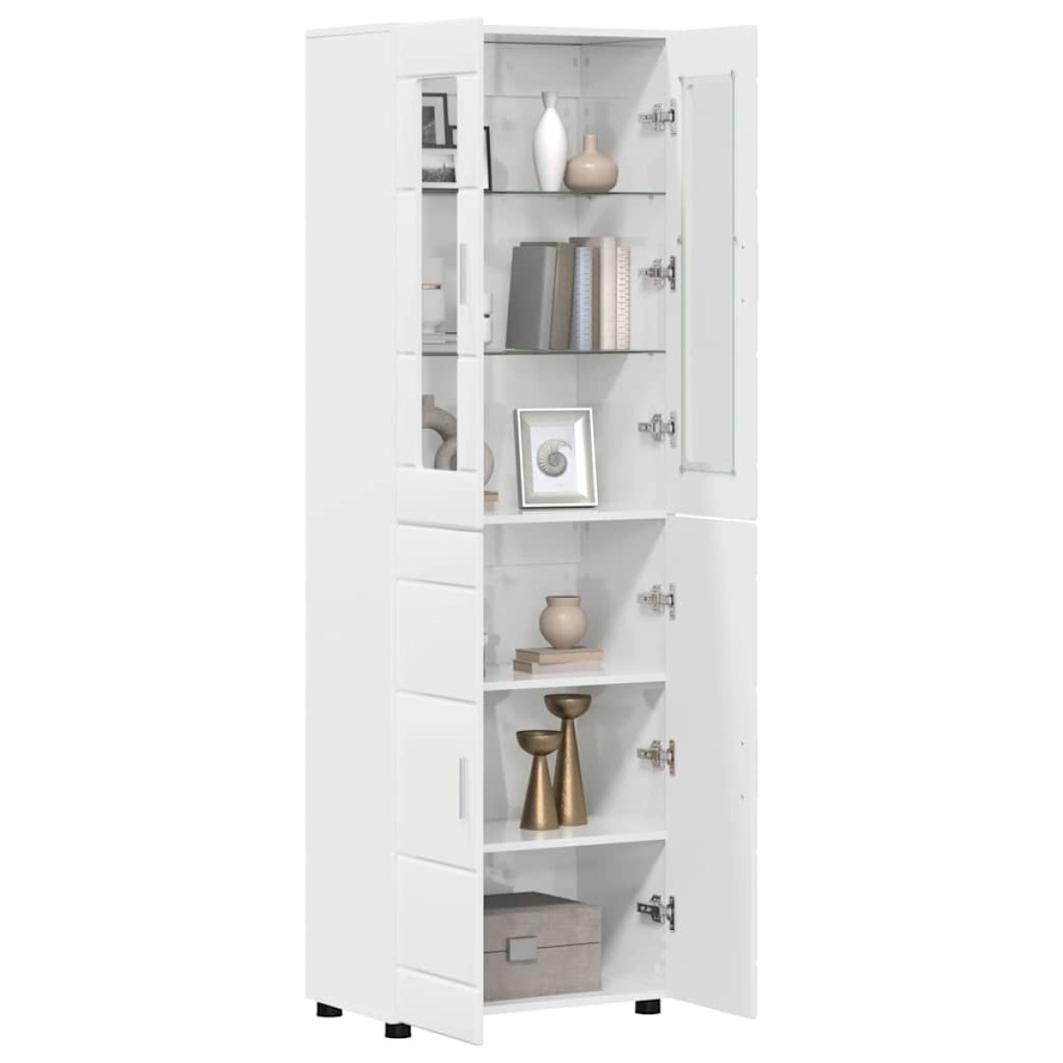 vidaXL Highboard FLORIN 60 x 35 x 182 εκ. Υψηλής γυαλάδας λευκό
