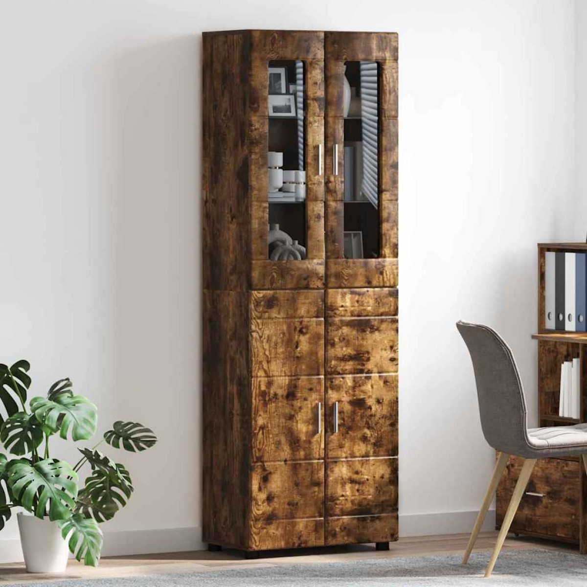 vidaXL Highboard FLORIN 60 x 35 x 182 εκ. Καπνιστό Δρύς
