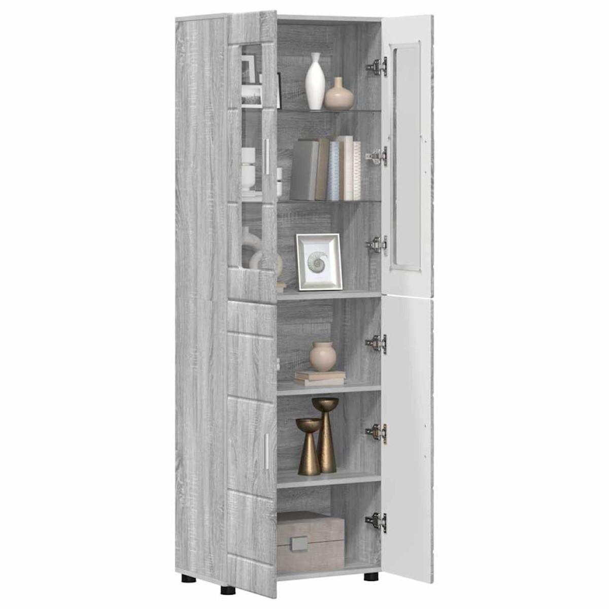 vidaXL Highboard FLORIN 60 x 35 x 182 εκ. Γκρίζο Σονομα