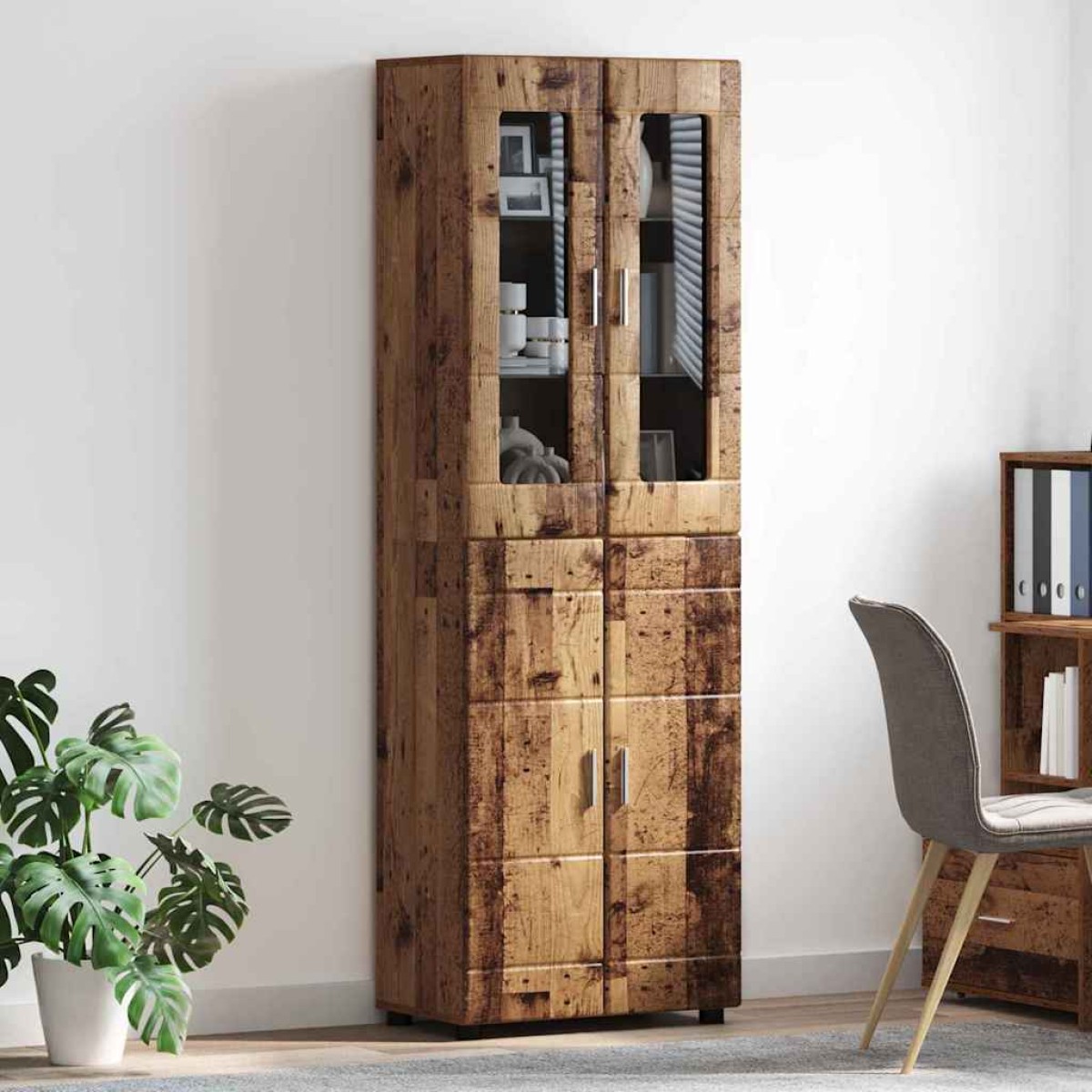 vidaXL Highboard FLORIN 60 x 35 x 182 εκ. Παλιό ξύλο
