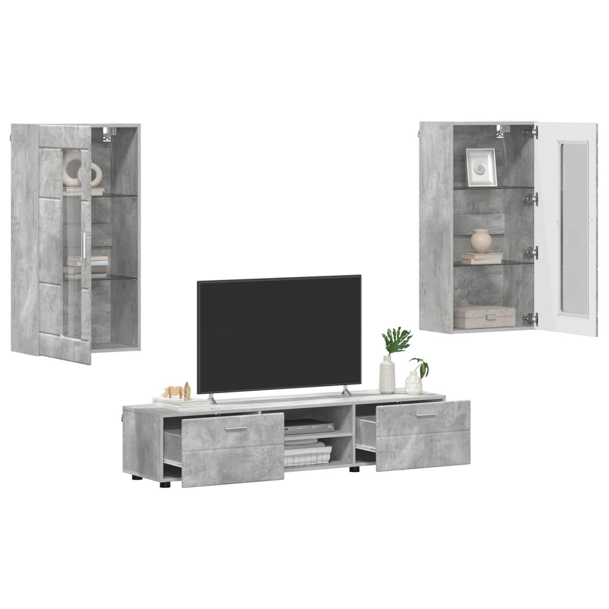 vidaXL Σετ επίπλου τηλεόρασης FLORIN 3 τμχ. Σκυρόδεμα Γκρι
