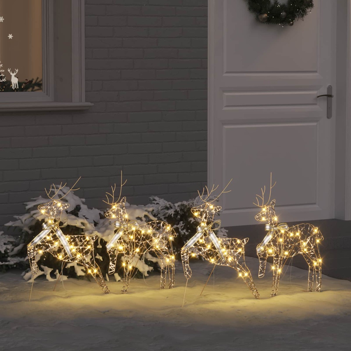 vidaXL LED Ελάφια 4 τμχ. Χρυσό 44 x 18 x 65,5 εκ PET 80 LED