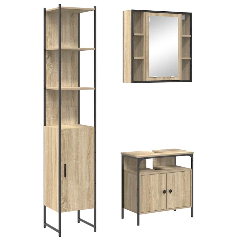 vidaXL Σετ Επίπλων Μπάνιου 3 τμχ. Δρύς Sonoma 33 x 33 x 185,5 εκ