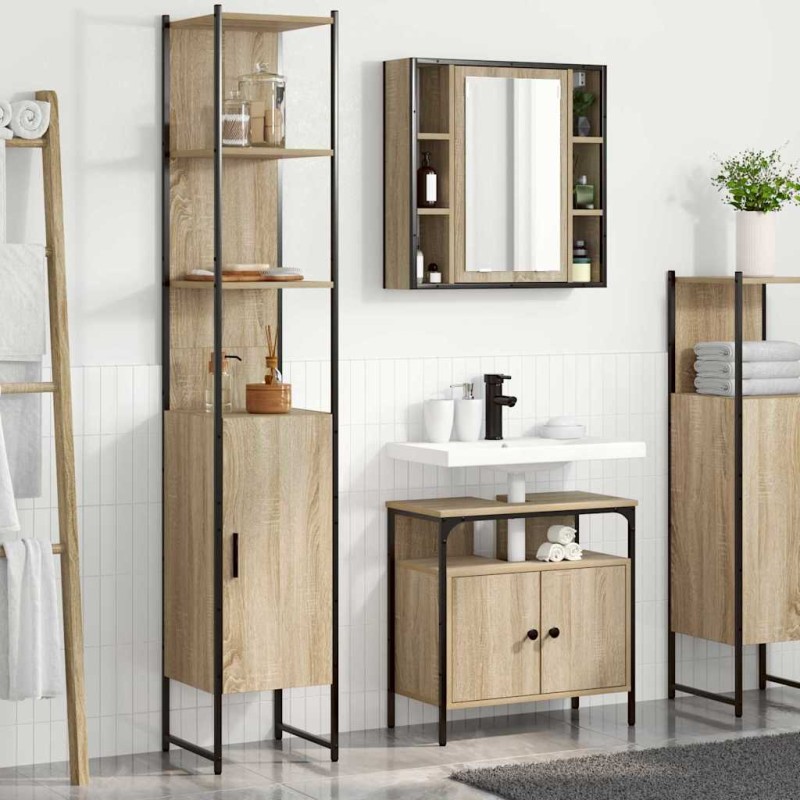 vidaXL Σετ Επίπλων Μπάνιου 3 τμχ. Δρύς Sonoma 33 x 33 x 185,5 εκ