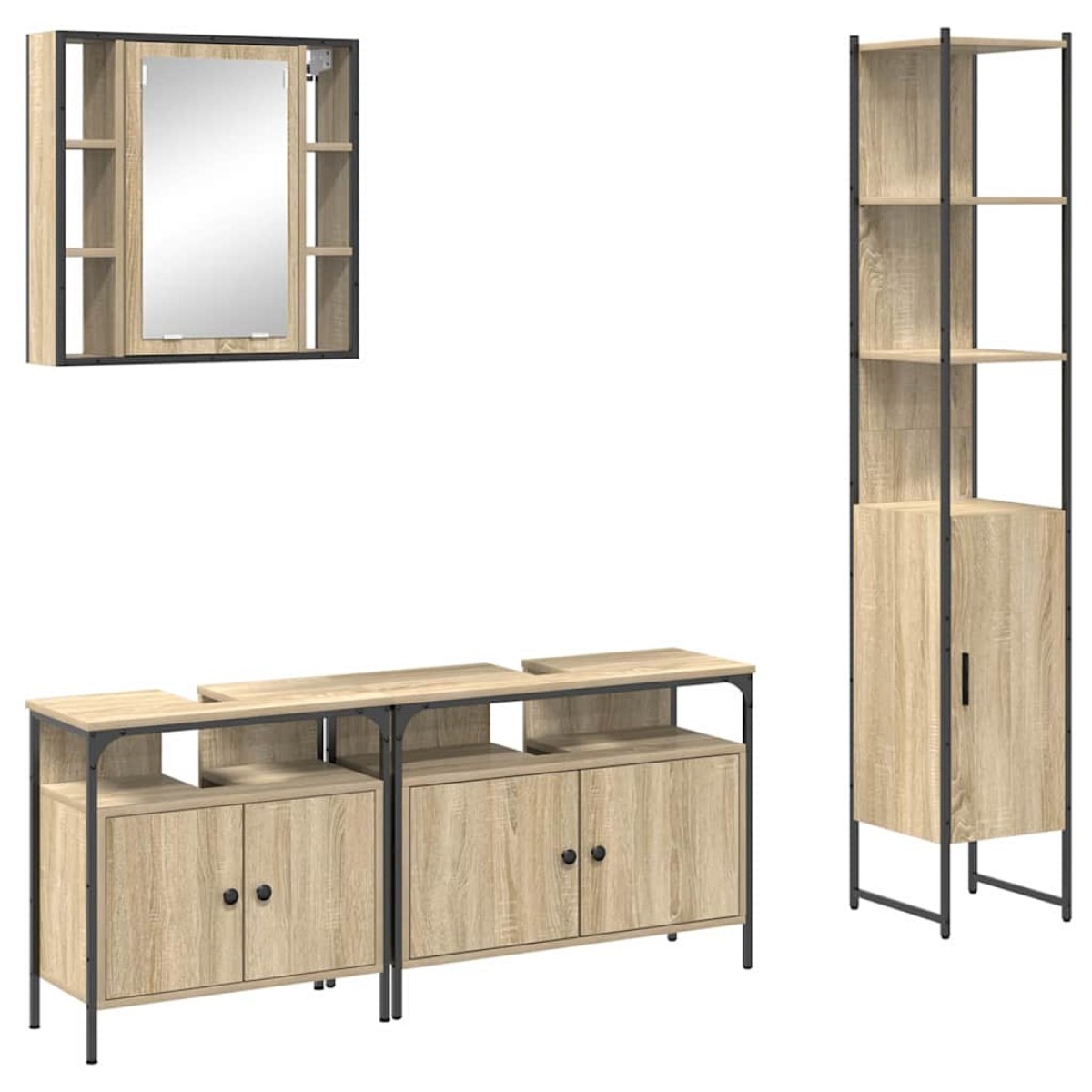 vidaXL Σετ Επίπλων Μπάνιου 4 τμχ. Δρύς Sonoma 33 x 33 x 185,5 εκ