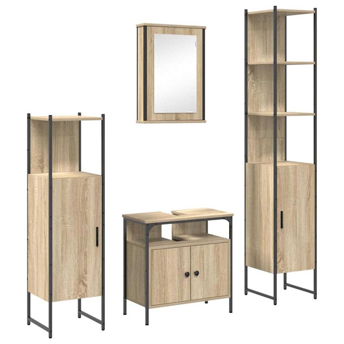 vidaXL Σετ Επίπλων Μπάνιου 4 τμχ. Δρύς Sonoma 33 x 33 x 185,5 εκ