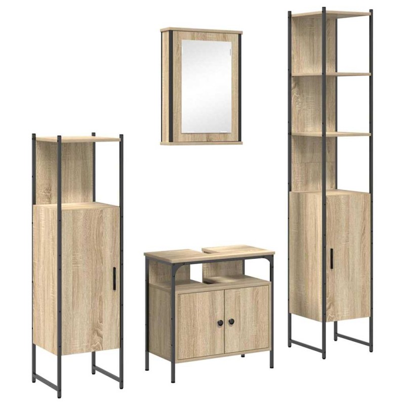 vidaXL Σετ Επίπλων Μπάνιου 4 τμχ. Δρύς Sonoma 33 x 33 x 185,5 εκ