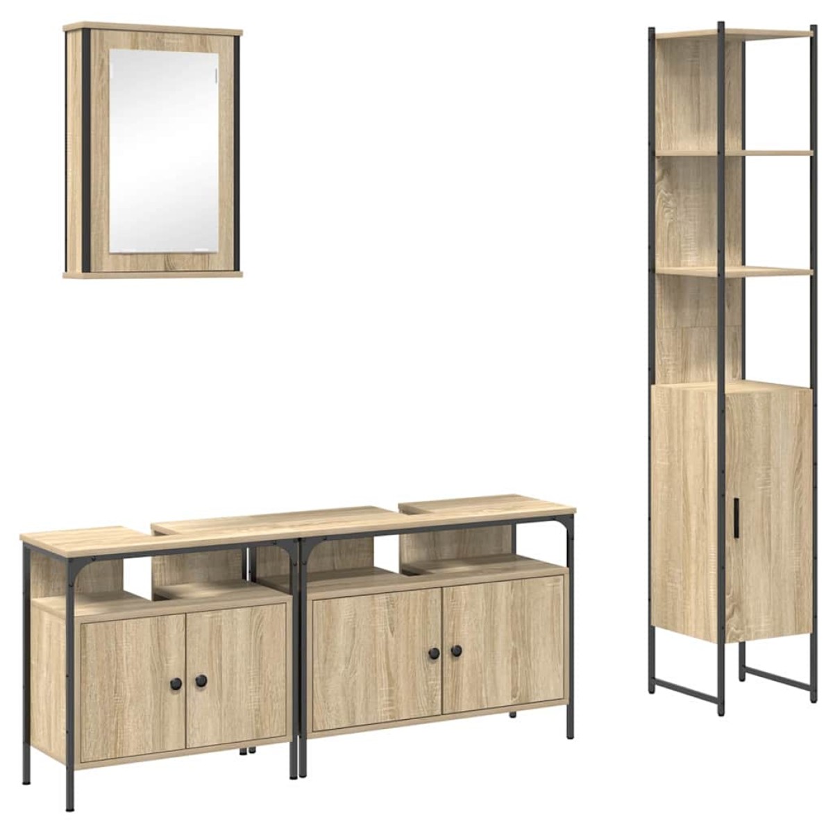 vidaXL Σετ Επίπλων Μπάνιου 4 τμχ. Δρύς Sonoma 33 x 33 x 185,5 εκ