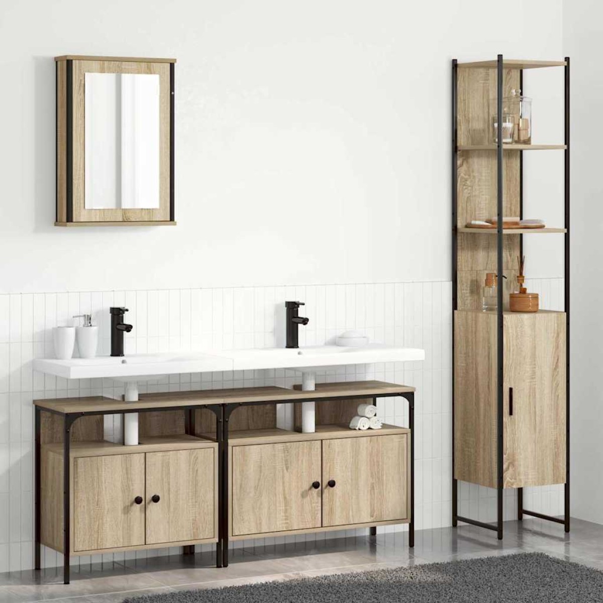 vidaXL Σετ Επίπλων Μπάνιου 4 τμχ. Δρύς Sonoma 33 x 33 x 185,5 εκ