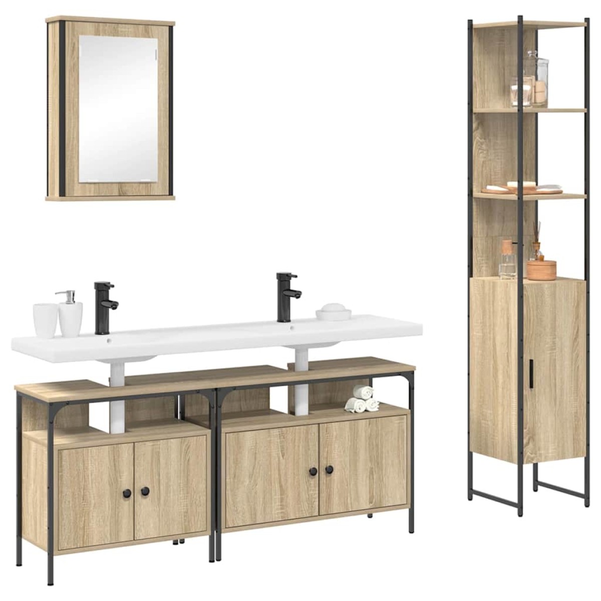 vidaXL Σετ Επίπλων Μπάνιου 4 τμχ. Δρύς Sonoma 33 x 33 x 185,5 εκ