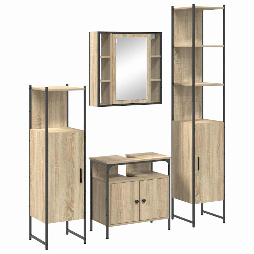 vidaXL Σετ Επίπλων Μπάνιου 4 τμχ. Δρύς Sonoma 33 x 33 x 185,5 εκ