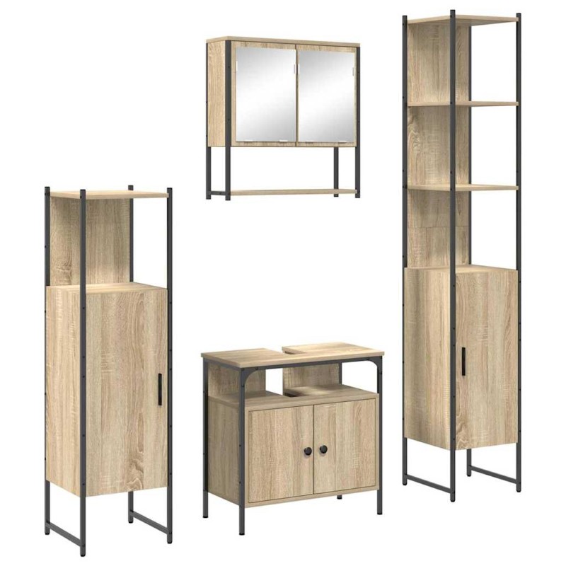 vidaXL Σετ Επίπλων Μπάνιου 4 τμχ. Δρύς Sonoma 33 x 33 x 185,5 εκ