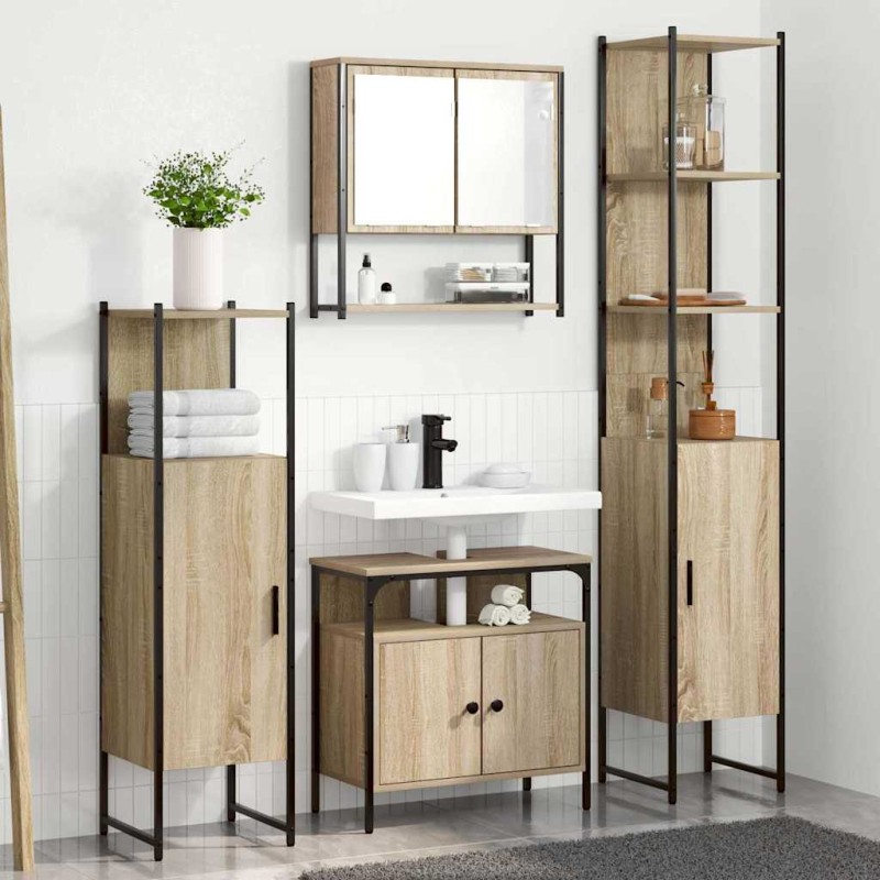 vidaXL Σετ Επίπλων Μπάνιου 4 τμχ. Δρύς Sonoma 33 x 33 x 185,5 εκ
