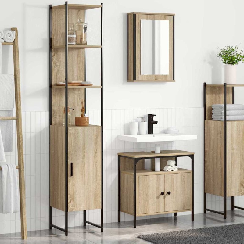vidaXL Σετ Επίπλων Μπάνιου 3 τμχ. Δρύς Sonoma 33 x 33 x 185,5 εκ