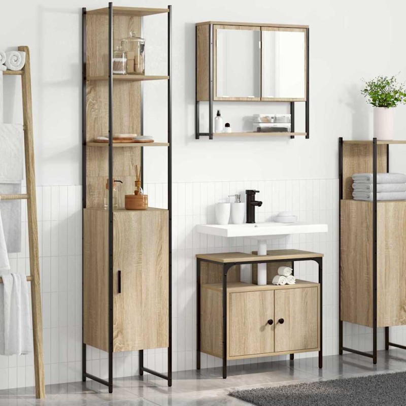 vidaXL Σετ Επίπλων Μπάνιου 3 τμχ. Δρύς Sonoma 33 x 33 x 185,5 εκ
