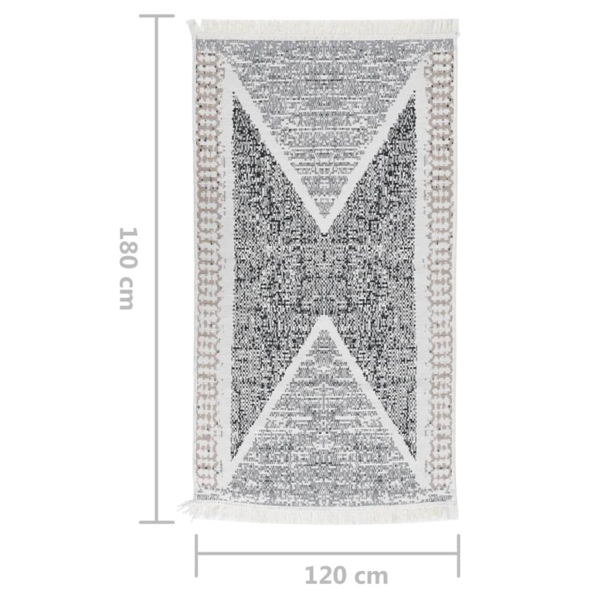 vidaXL Χαλί Μαύρο και Γκρι 120x180 εκ. Βαμβακερό