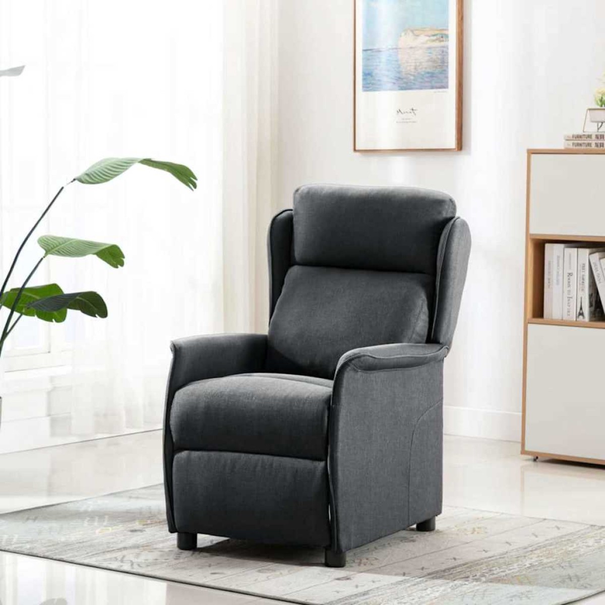 vidaXL Ανακλινόμενη πολυθρόνα Σκούρο Γκρι 66.5 x 94 x 101.5 εκ