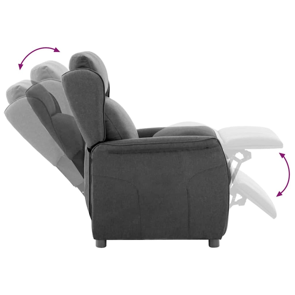 vidaXL Ανακλινόμενη πολυθρόνα Σκούρο Γκρι 66.5 x 94 x 101.5 εκ
