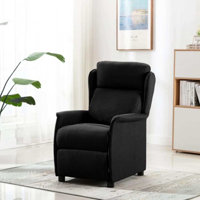 vidaXL Ανακλινόμενη πολυθρόνα Μαύρο 66.5 x 94 x 101.5 εκ Πολυεστέρας