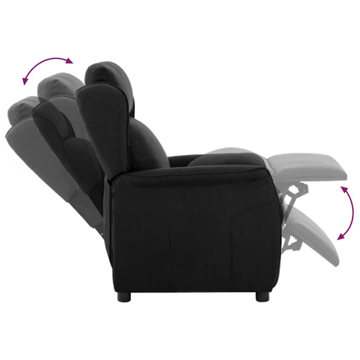 vidaXL Ανακλινόμενη πολυθρόνα Μαύρο 66.5 x 94 x 101.5 εκ Πολυεστέρας