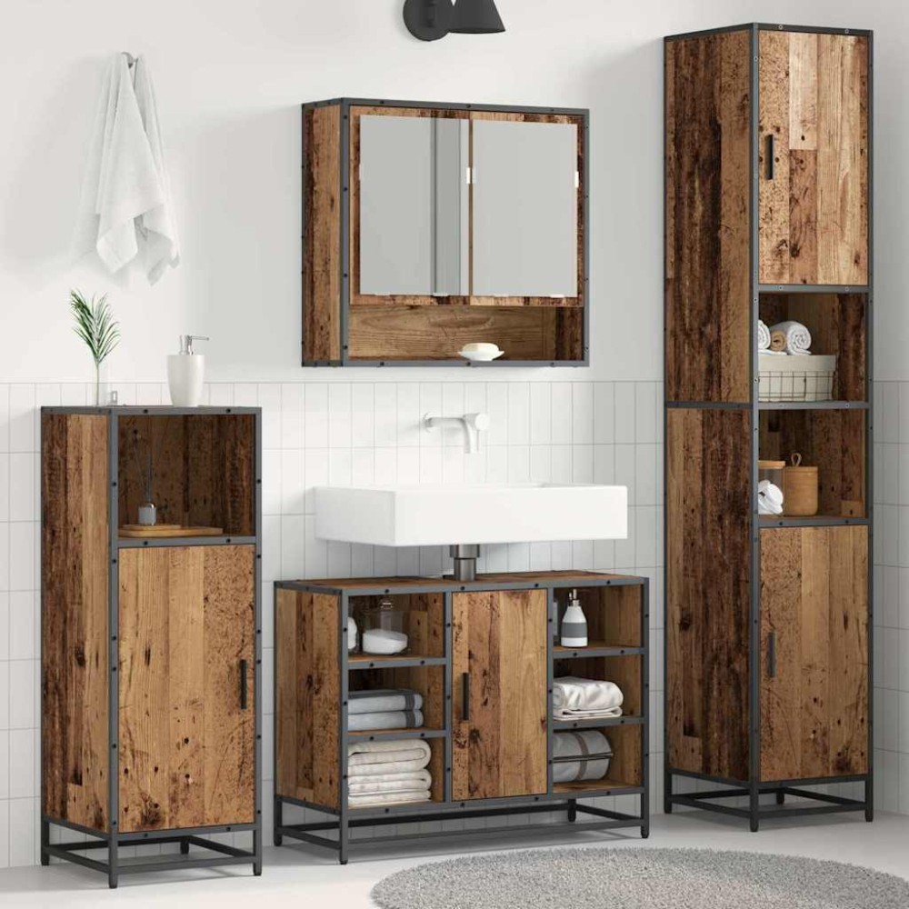 vidaXL Σετ Επίπλων Μπάνιου Παλιό Ξύλο 35 x 37,5 x 188,5 εκατοστά