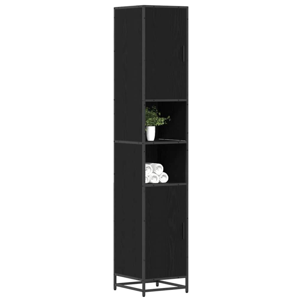 vidaXL Σετ Επίπλων Μπάνιου Μαύρη Οξυά 35 x 37,5 x 188,5 εκατοστά