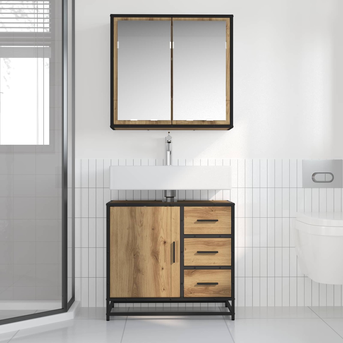 vidaXL Σετ Επίπλων Μπάνιου 2 τμχ. Artisan Oak 65 x 33 x 60 εκ