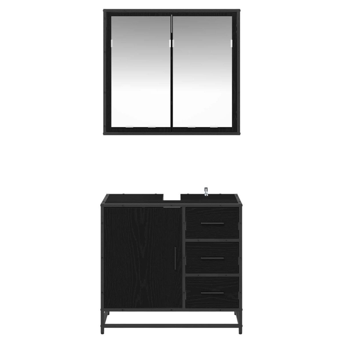 vidaXL Σετ Επίπλων Μπάνιου 2 τμχ. Μαύρη Οξυά 65 x 33 x 60 εκ