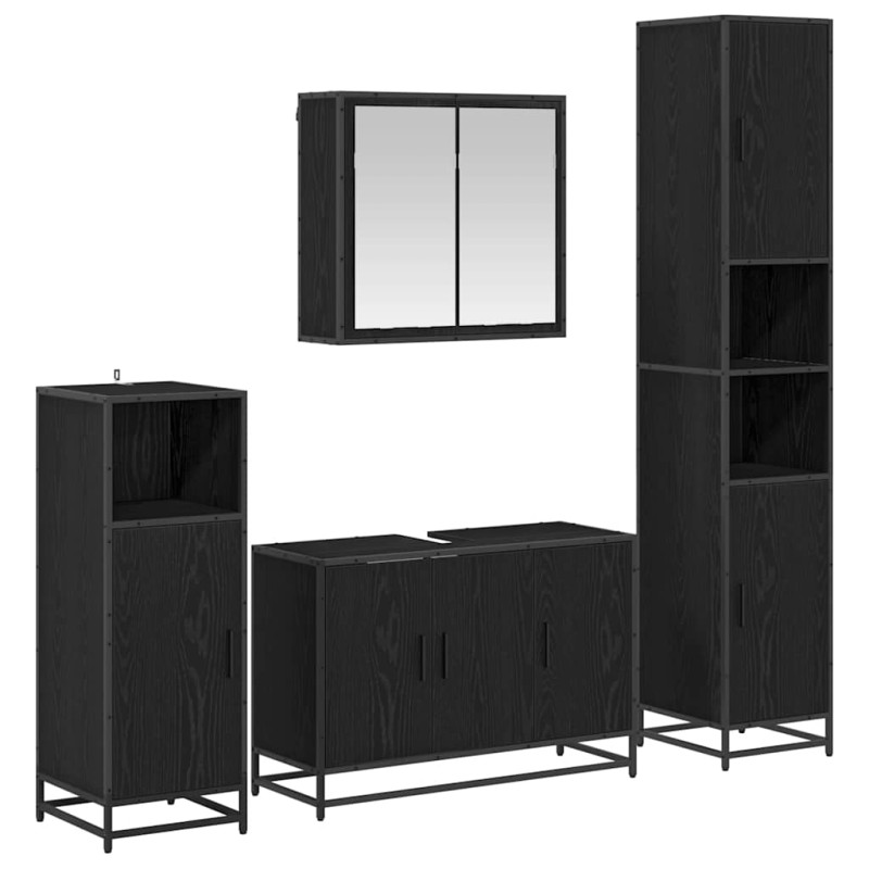 vidaXL Σετ Επίπλων Μπάνιου 4 τμχ. Μαύρη Οξυά 90 x 33 x 60 εκ.
