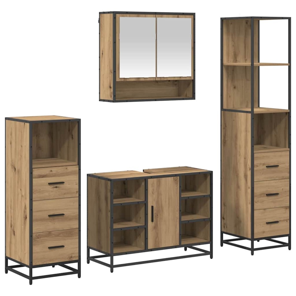 vidaXL Σετ Επίπλων Μπάνιου 4 τμχ. Artisan Oak 80 x 33 x 60 εκ
