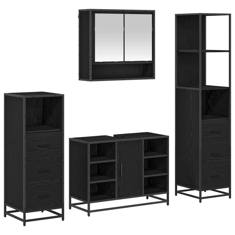 vidaXL Σετ Επίπλων Μπάνιου 4 τμχ. Μαύρη Οξυά 80 x 33 x 60 εκ