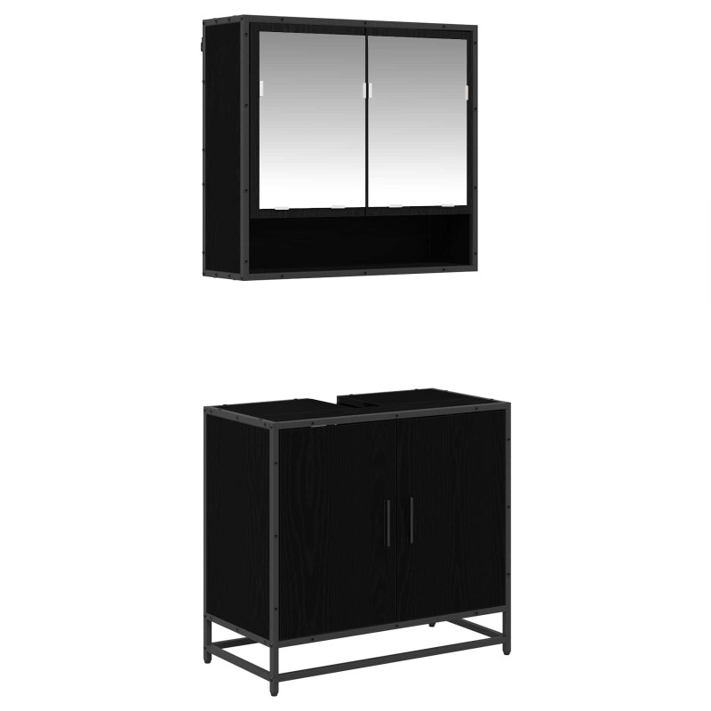 vidaXL Σετ Επίπλων Μπάνιου 2 τμχ. Μαύρη Οξυά 65 x 33 x 60 εκ