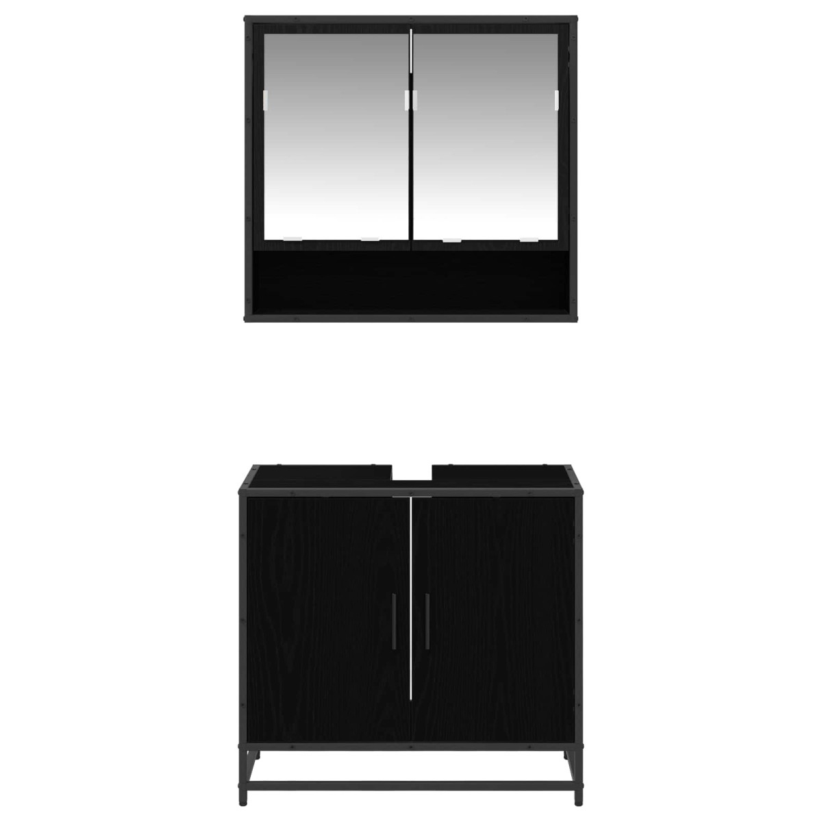 vidaXL Σετ Επίπλων Μπάνιου 2 τμχ. Μαύρη Οξυά 65 x 33 x 60 εκ