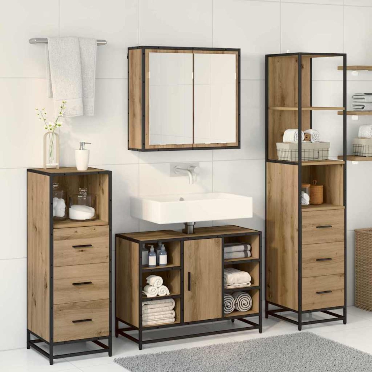 vidaXL Σετ Επίπλων Μπάνιου 4 τμχ. Artisan Oak 80 x 33 x 60 εκ