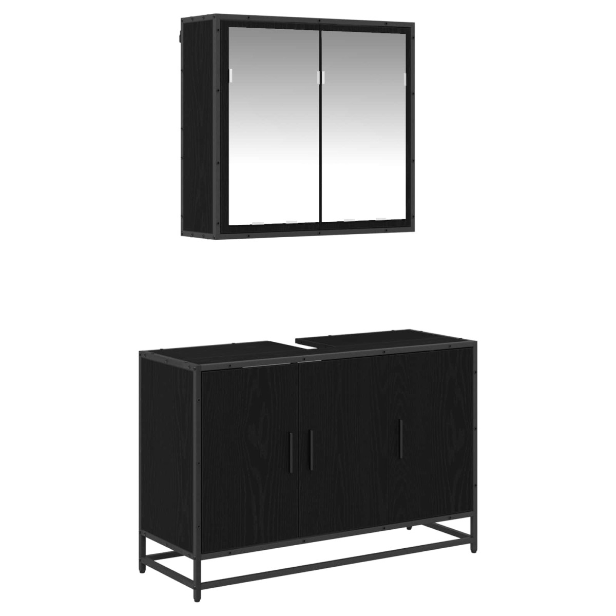 vidaXL Σετ Επίπλων Μπάνιου 2 τμχ. Μαύρη Οξυά 90 x 33 x 60 εκ.