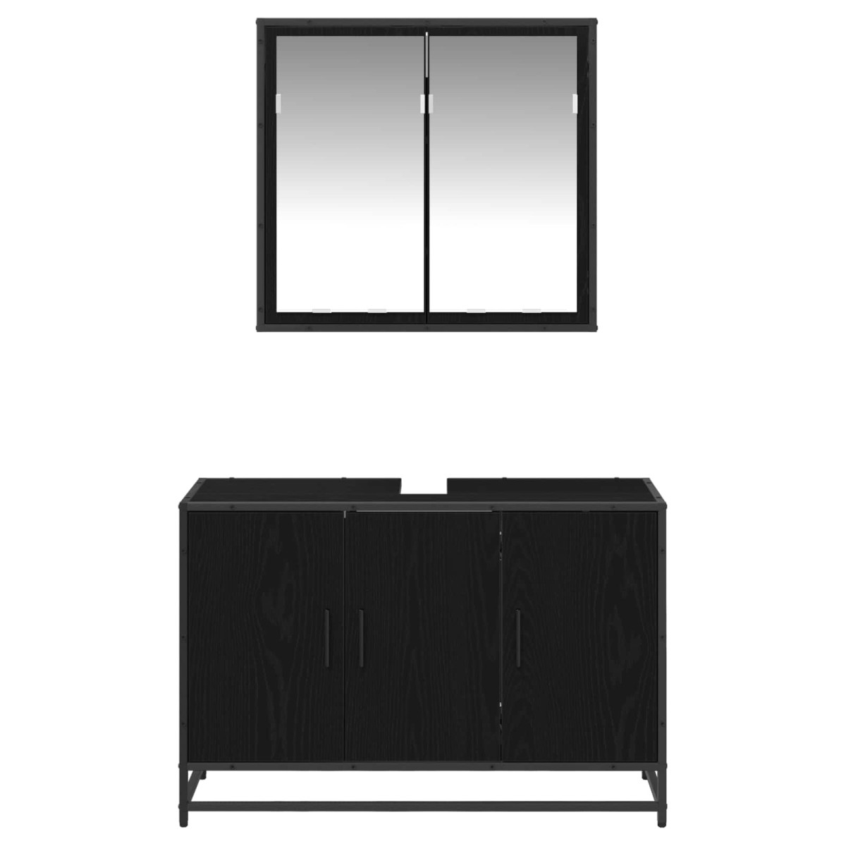 vidaXL Σετ Επίπλων Μπάνιου 2 τμχ. Μαύρη Οξυά 90 x 33 x 60 εκ.