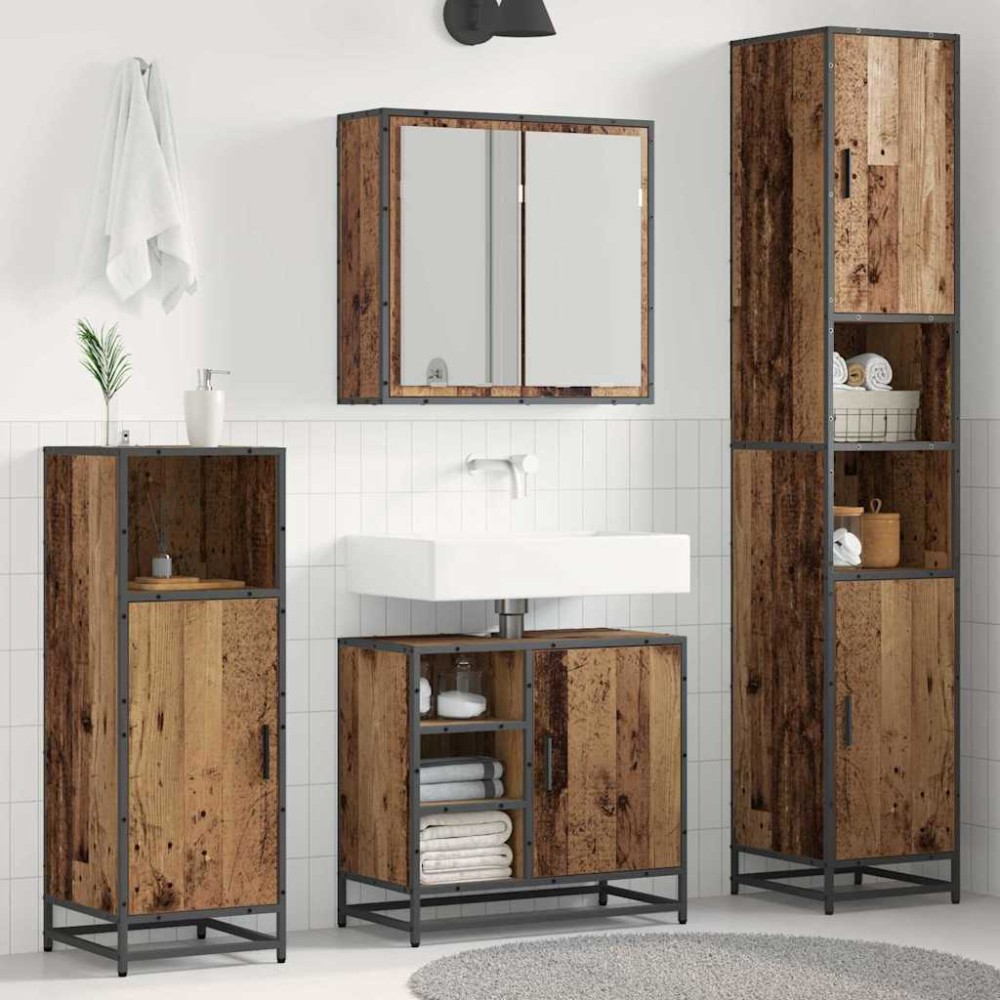 vidaXL Σετ Επίπλων Μπάνιου 3 τμχ. Παλιό Ξύλο 65 x 33 x 60 εκ