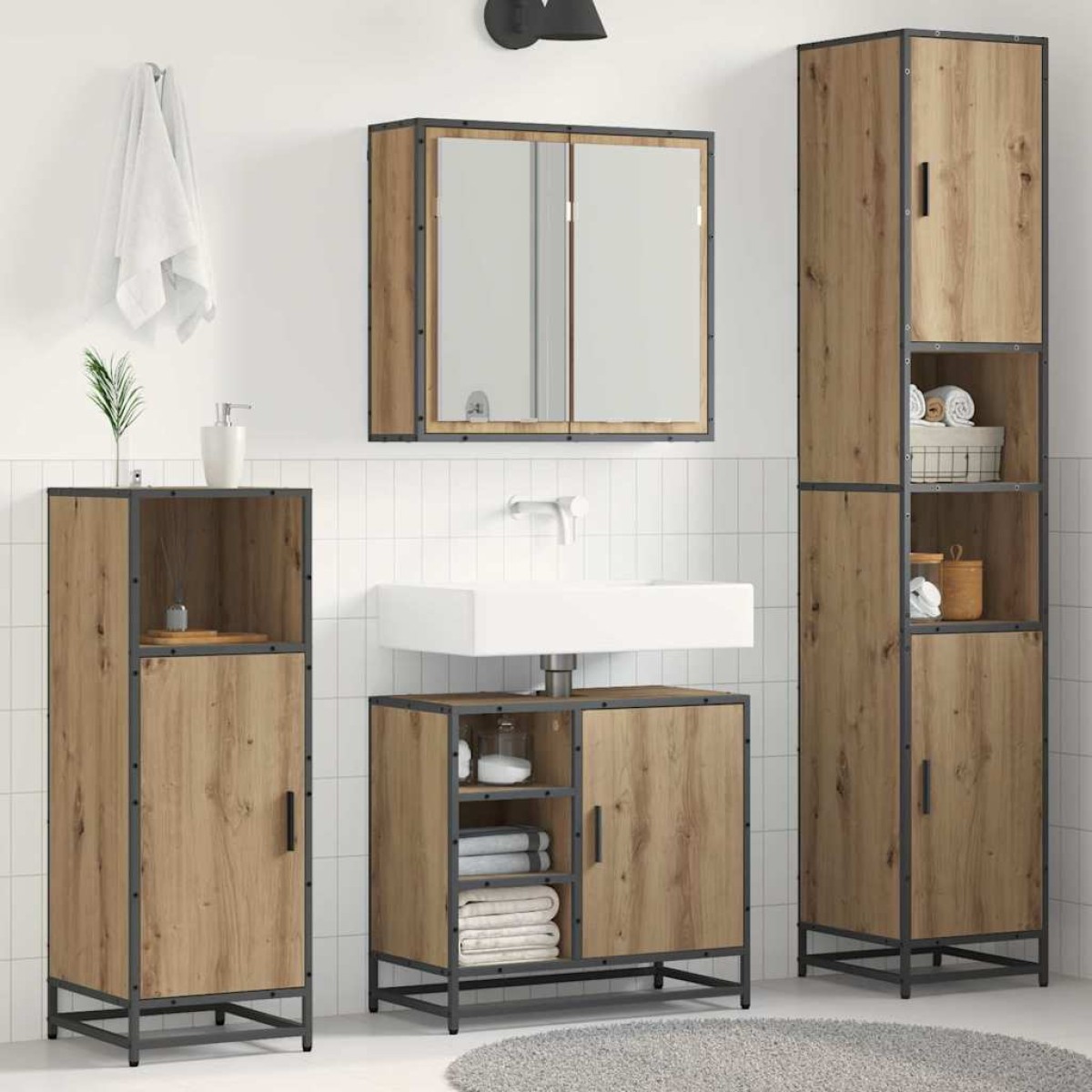 vidaXL Σετ Επίπλων Μπάνιου 3 τμχ. Artisan Oak 65 x 33 x 60 εκ