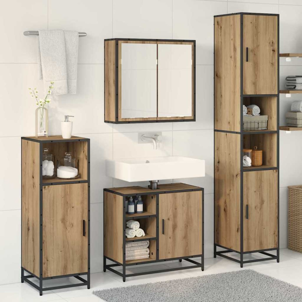vidaXL Σετ Επίπλων Μπάνιου 3 τμχ. Artisan Oak 65 x 33 x 60 εκ