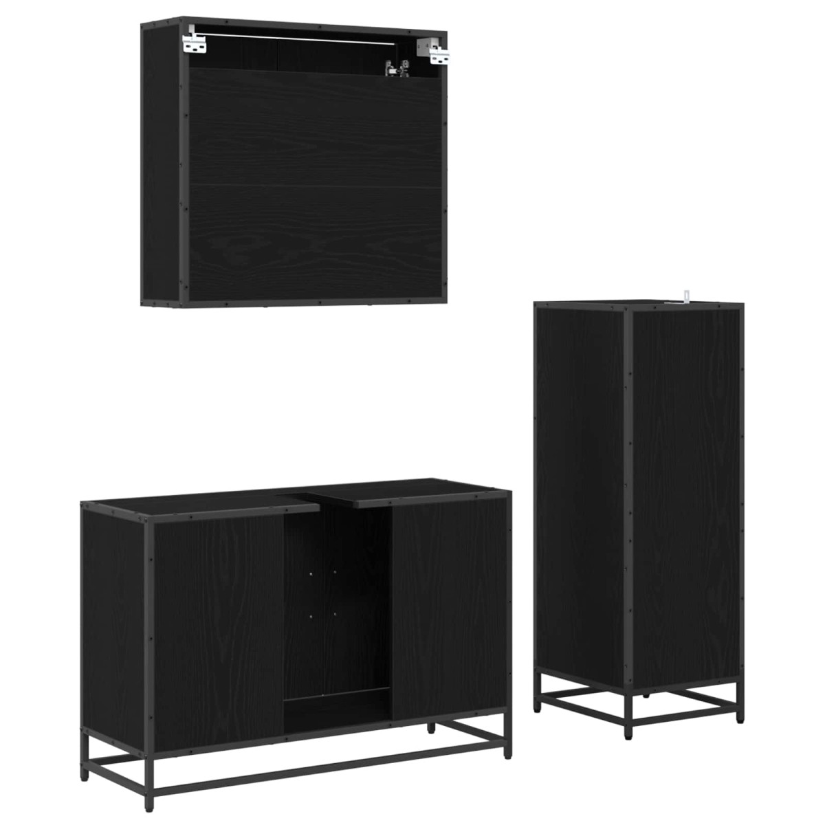 vidaXL Σετ Επίπλων Μπάνιου 3 τμχ. Μαύρη Οξυά 90 x 33 x 60 εκ.