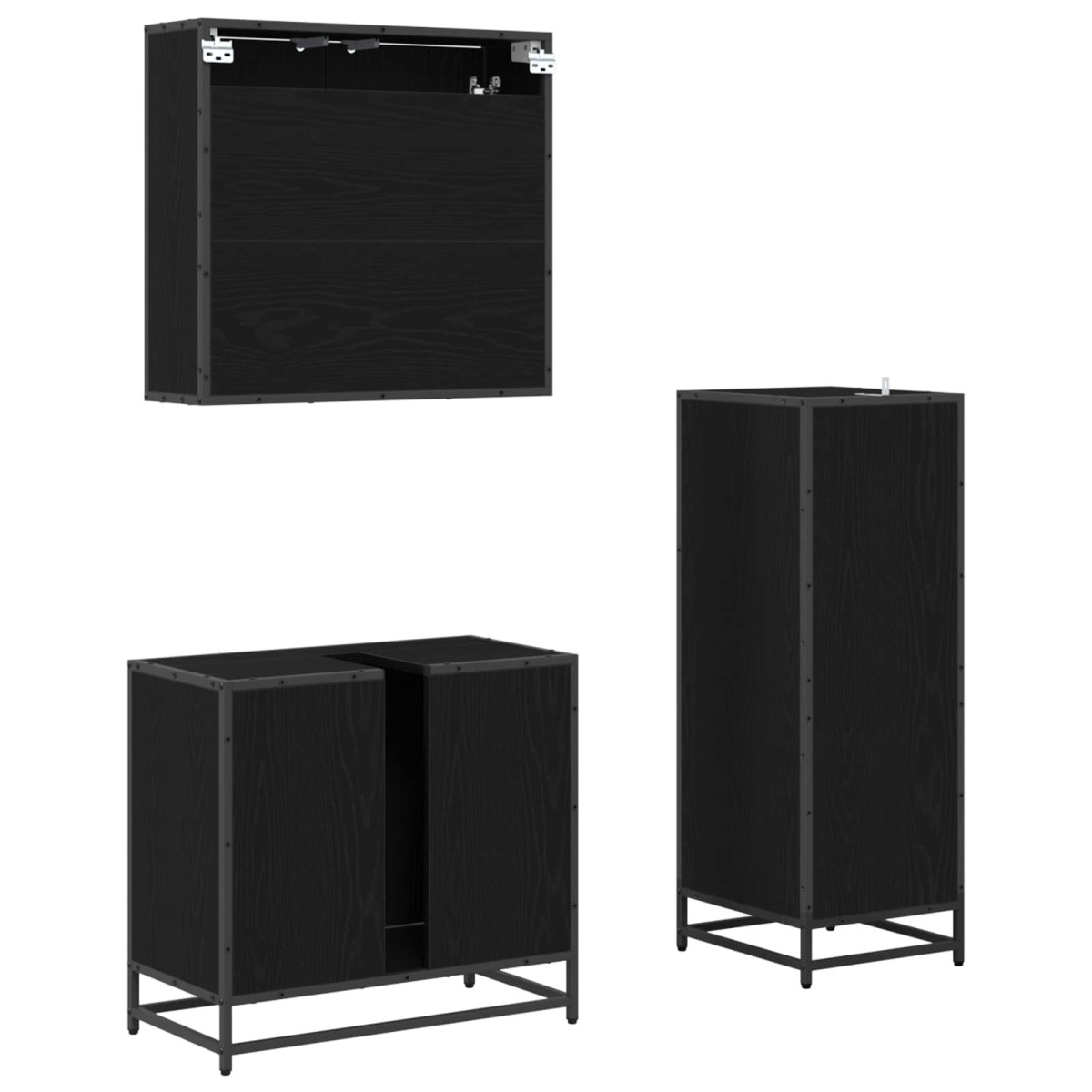 vidaXL Σετ Επίπλων Μπάνιου 3 τμχ. Μαύρη Οξυά 60 x 33 x 60 εκ